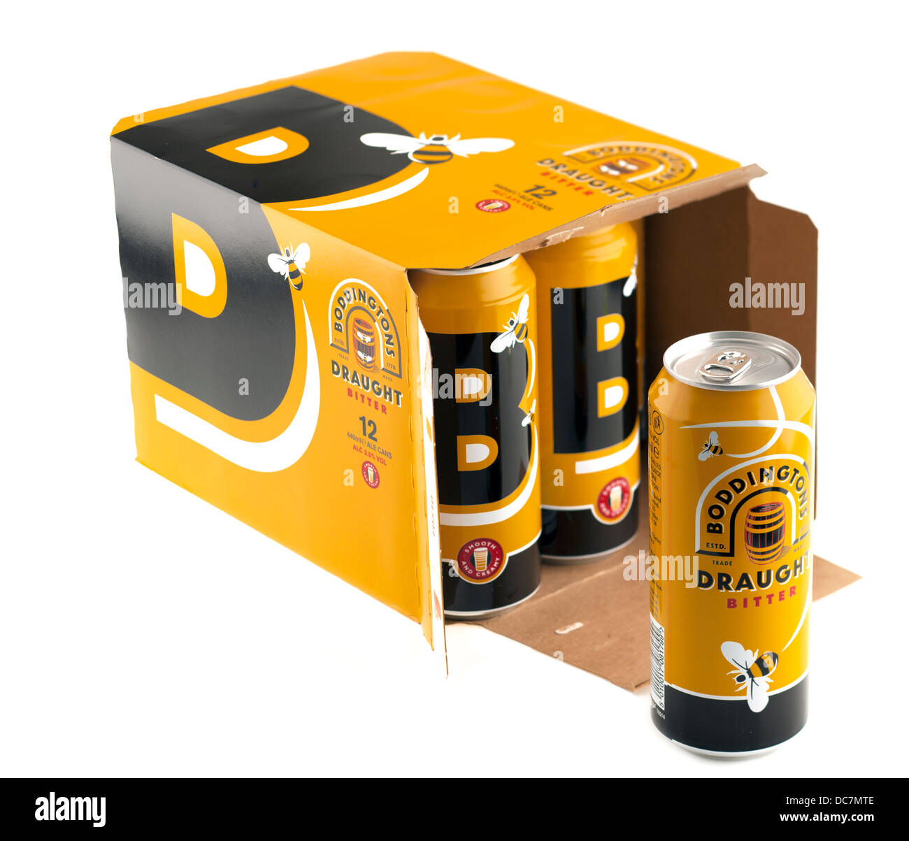 12 can pack of Boddingtons draught bitter ale Stock Photo