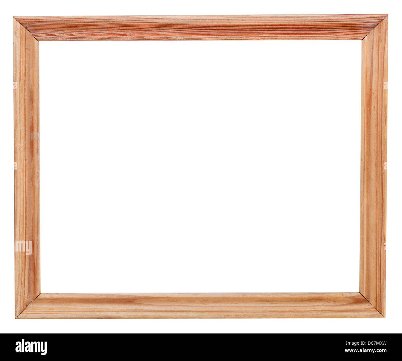 simple wood picture frame with cutout canvas isolated on white