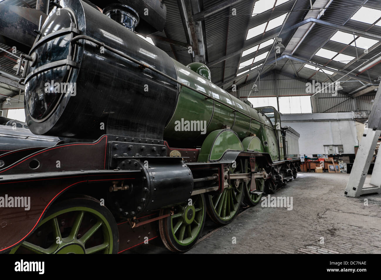 Preserved steam locomotive  in the Barrow Hill Roundhouse, Derbyshire, Stock Photo