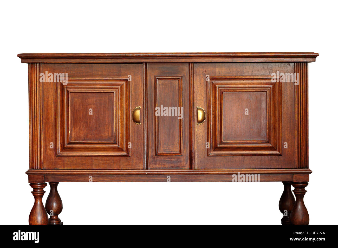 very old rare wooden furniture isolated over white background Stock