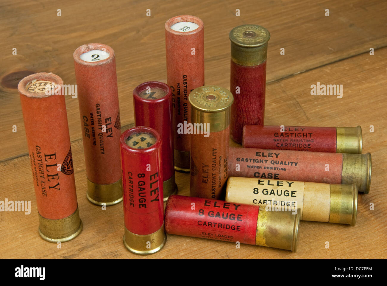 A Selection Of Vintage 8 Bore Shotgun Cartridges Stock Photo Alamy
