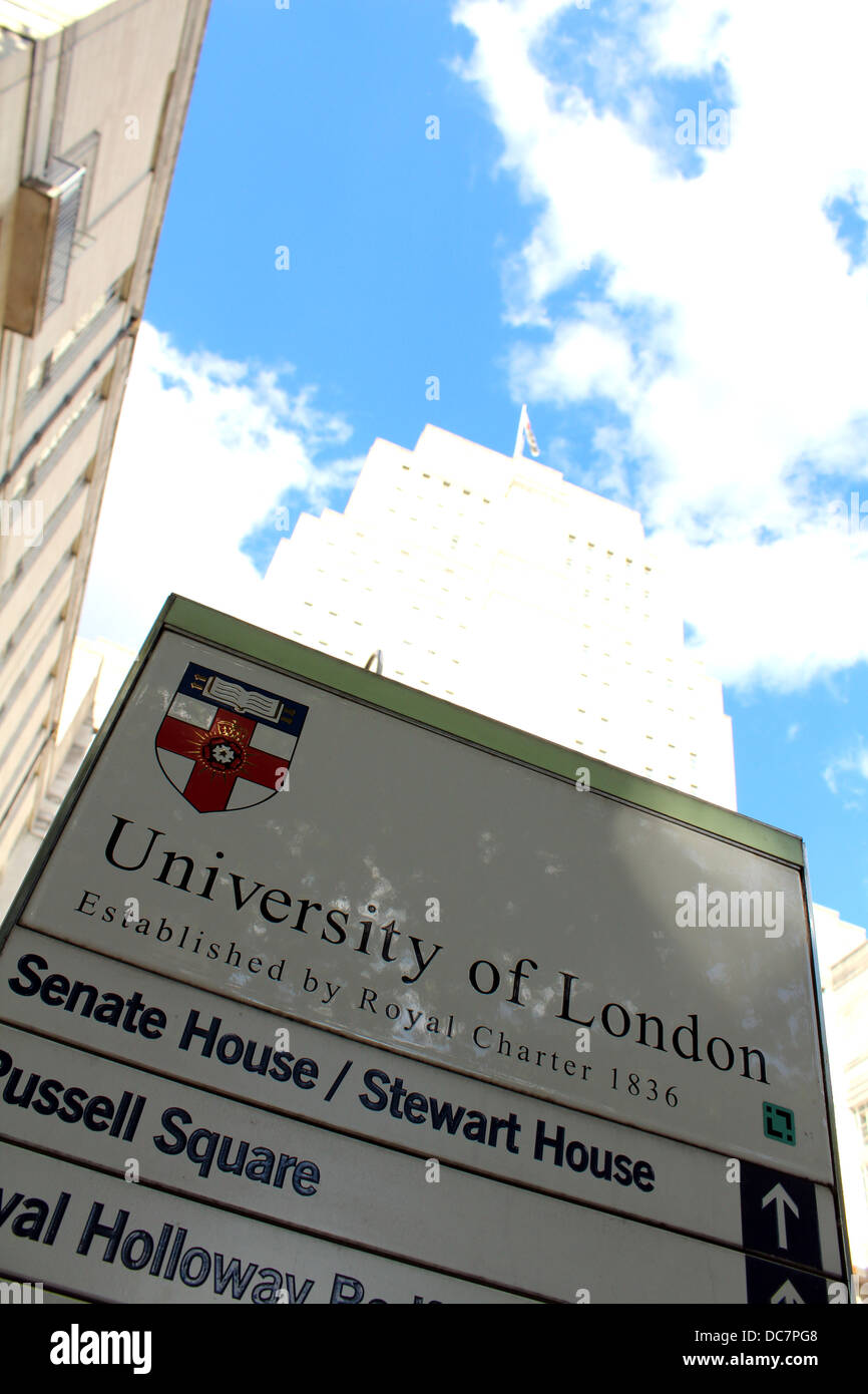 Notice outside the University of London Senate House Stock Photo