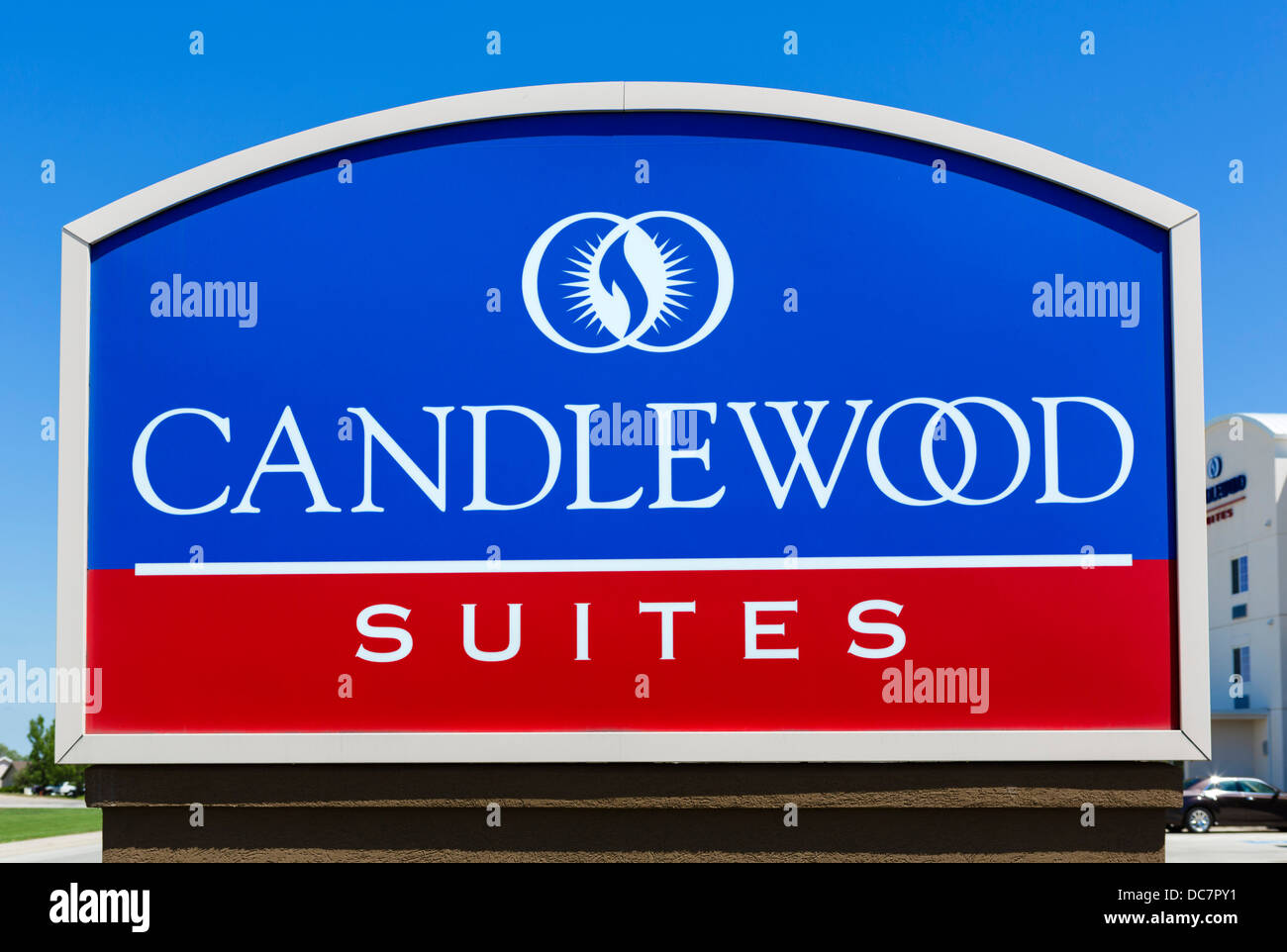 Sign outside Candlewood Suites hotel in Sheridan, Wyoming, USA Stock Photo