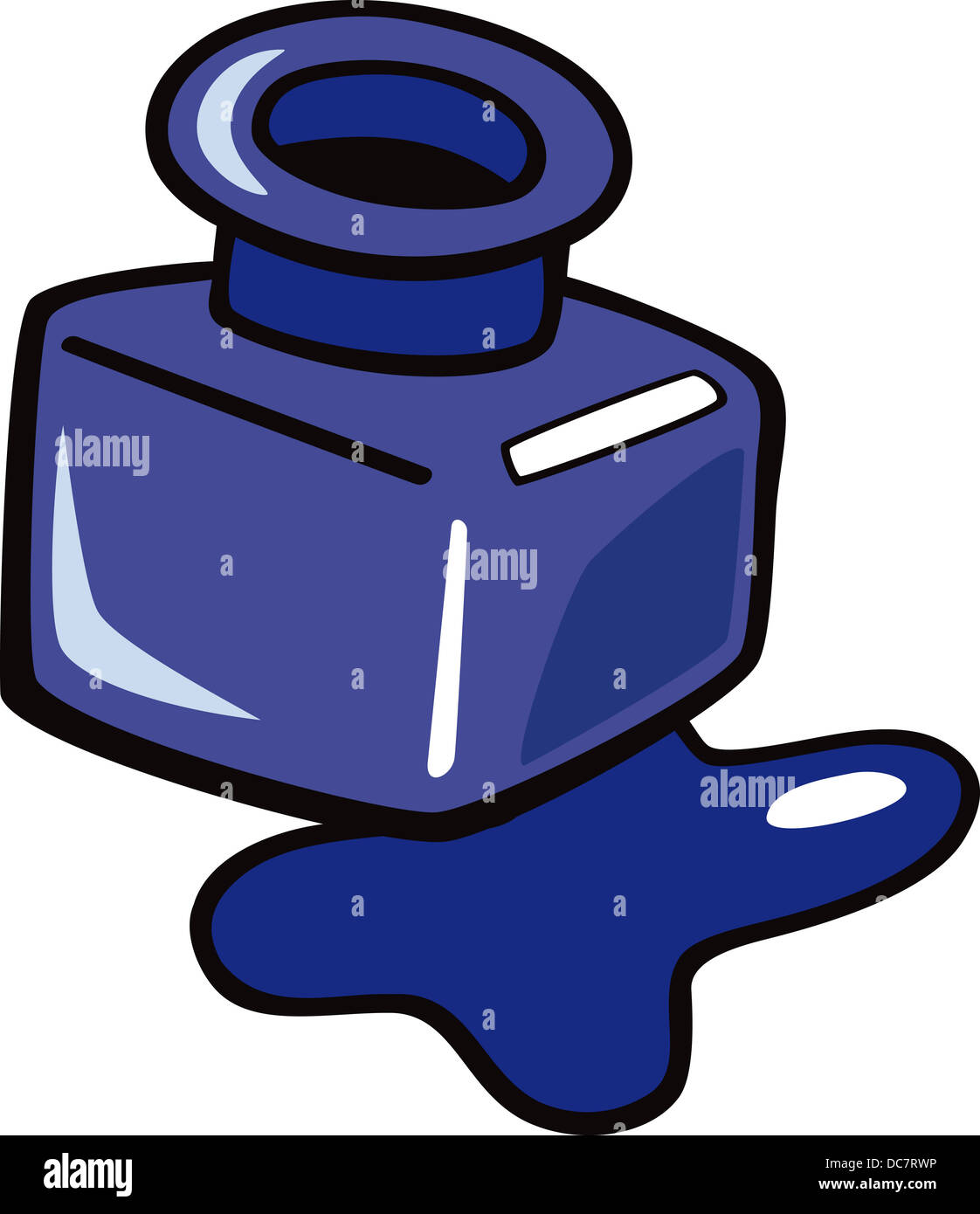 Cartoon Illustration of Blue Ink in the Bottle Clip Art Stock Photo Alamy