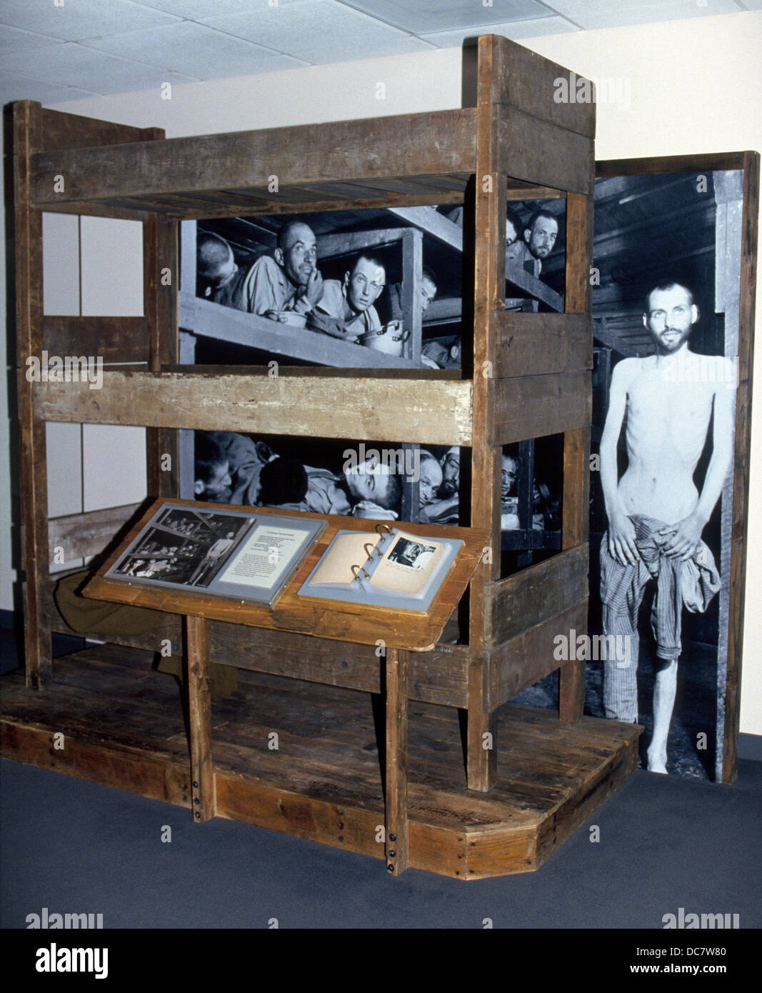 This horrific display is in the Museum of Tolerance where Holocaust memorials are part of the Simon Wiesenthal Center in Los Angeles, California, USA. Stock Photo