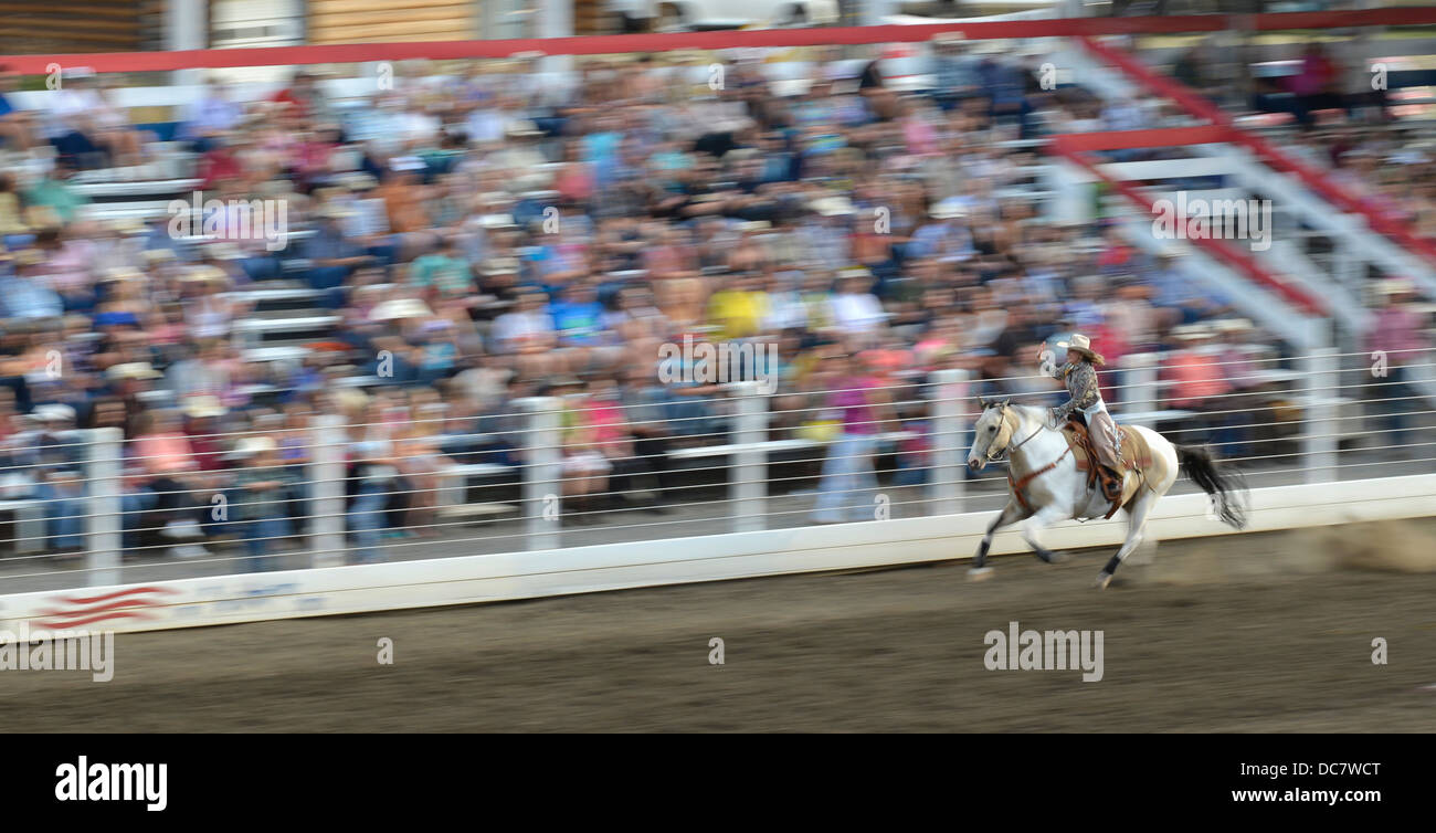 Rodeo queen performing at the Chief Joseph Days Rodeo in Joseph, Oregon