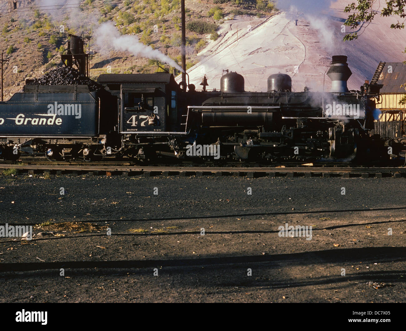 D&RGW narrow gauge steam engine 476, Durango, CO 660907 005 Stock Photo