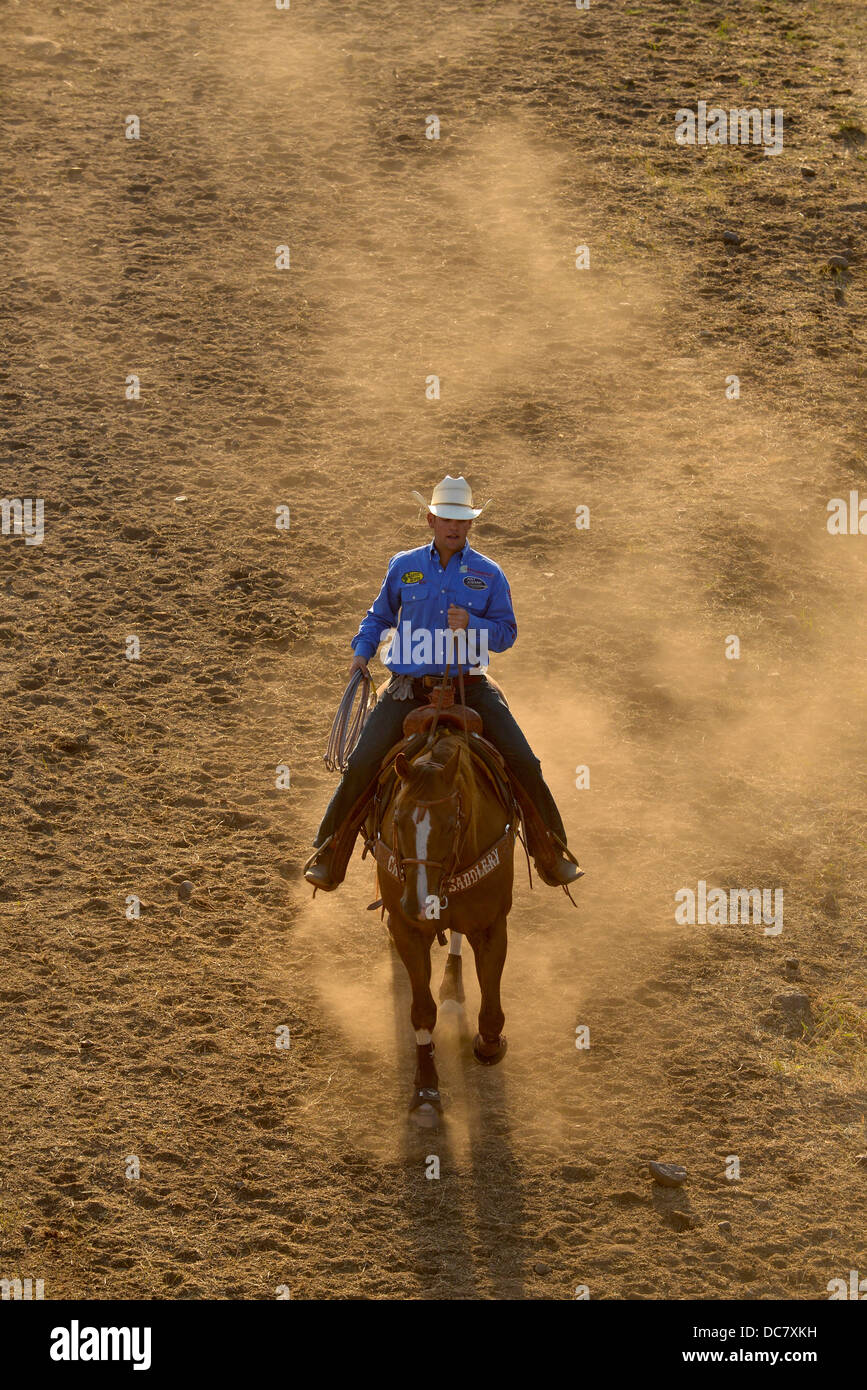 Cowboy with rope before the Chief Joseph Days Rodeo in Joseph, Oregon