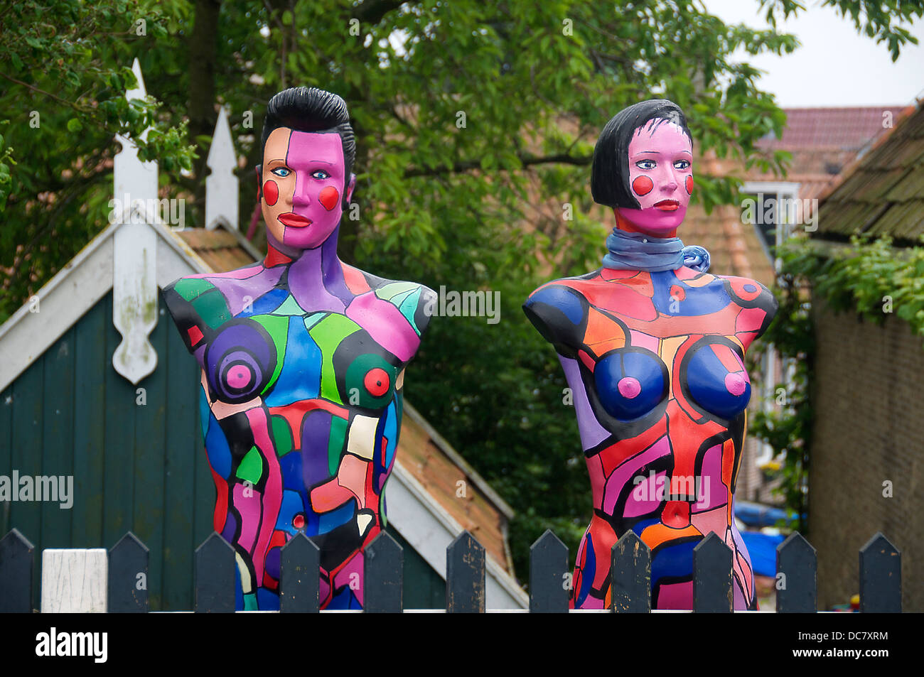 Colourful sculpture for sale Hindeloopen Friesland Holland Stock Photo