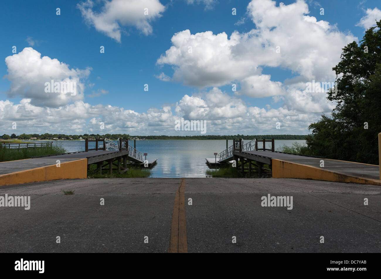 A scene from Lake Weir in Marion County Central Florida Boat Ramp Stock