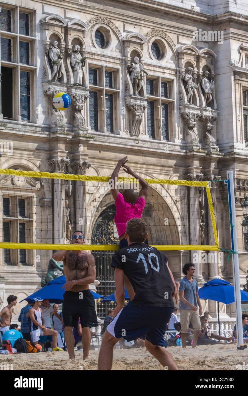 Paris, France, Young People Playing on City Beach, "Paris Plages