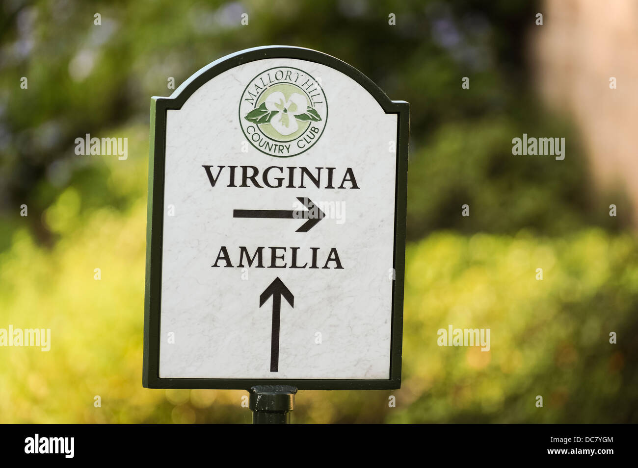 A sign at the Golf Country Club House The Villages Florida USA giving directions to the courses. Stock Photo