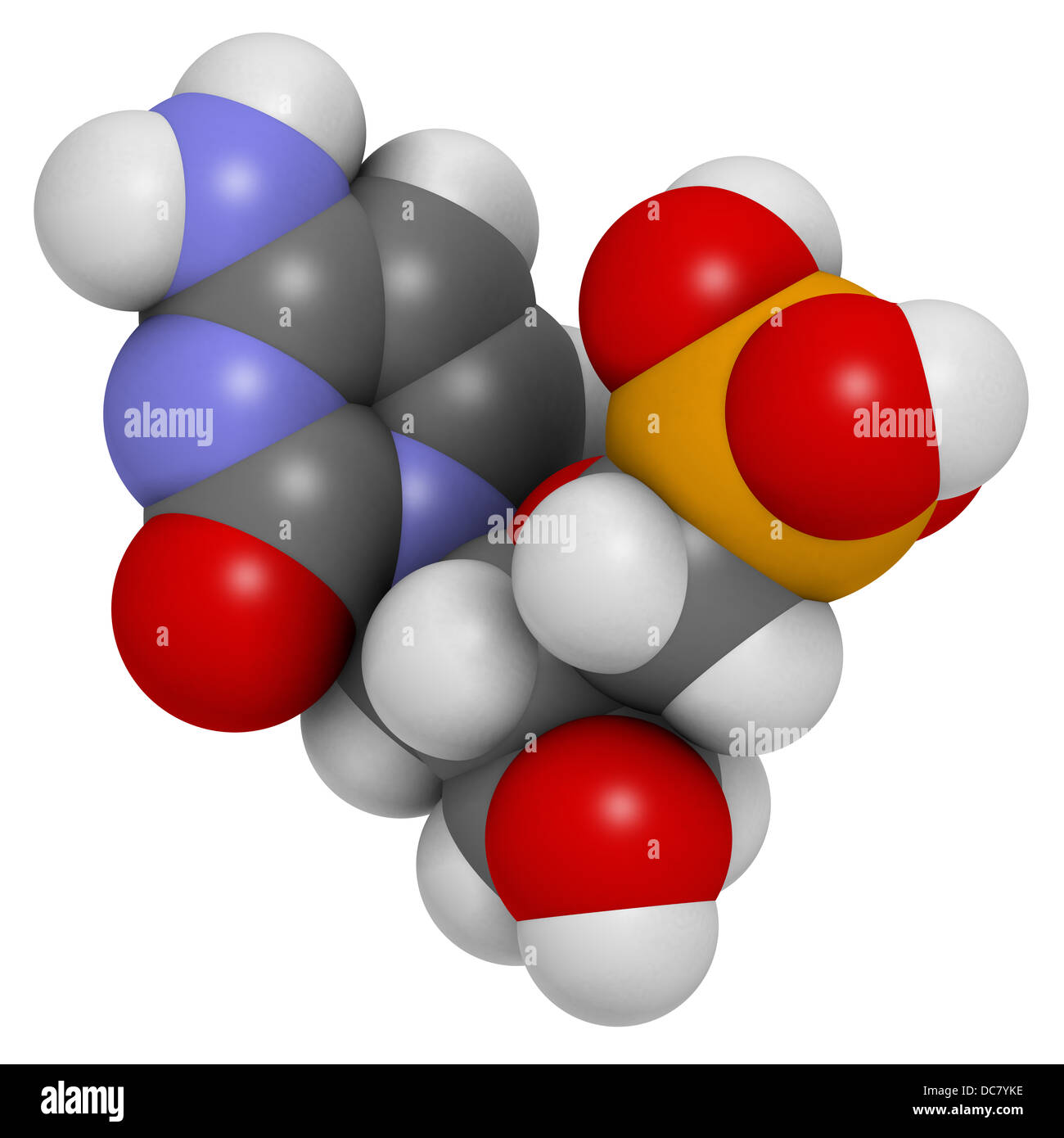 Cidofovir cytomegalovirus (CMV, HCMV) drug, chemical structure. Can probably also be used against smallpox infection. Stock Photo