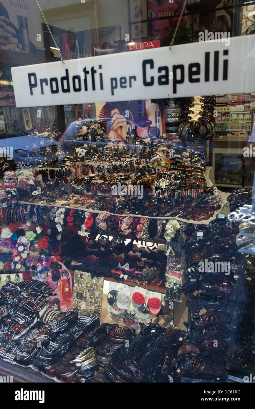 Hair accessory shop, Florence, Italy Stock Photo Alamy