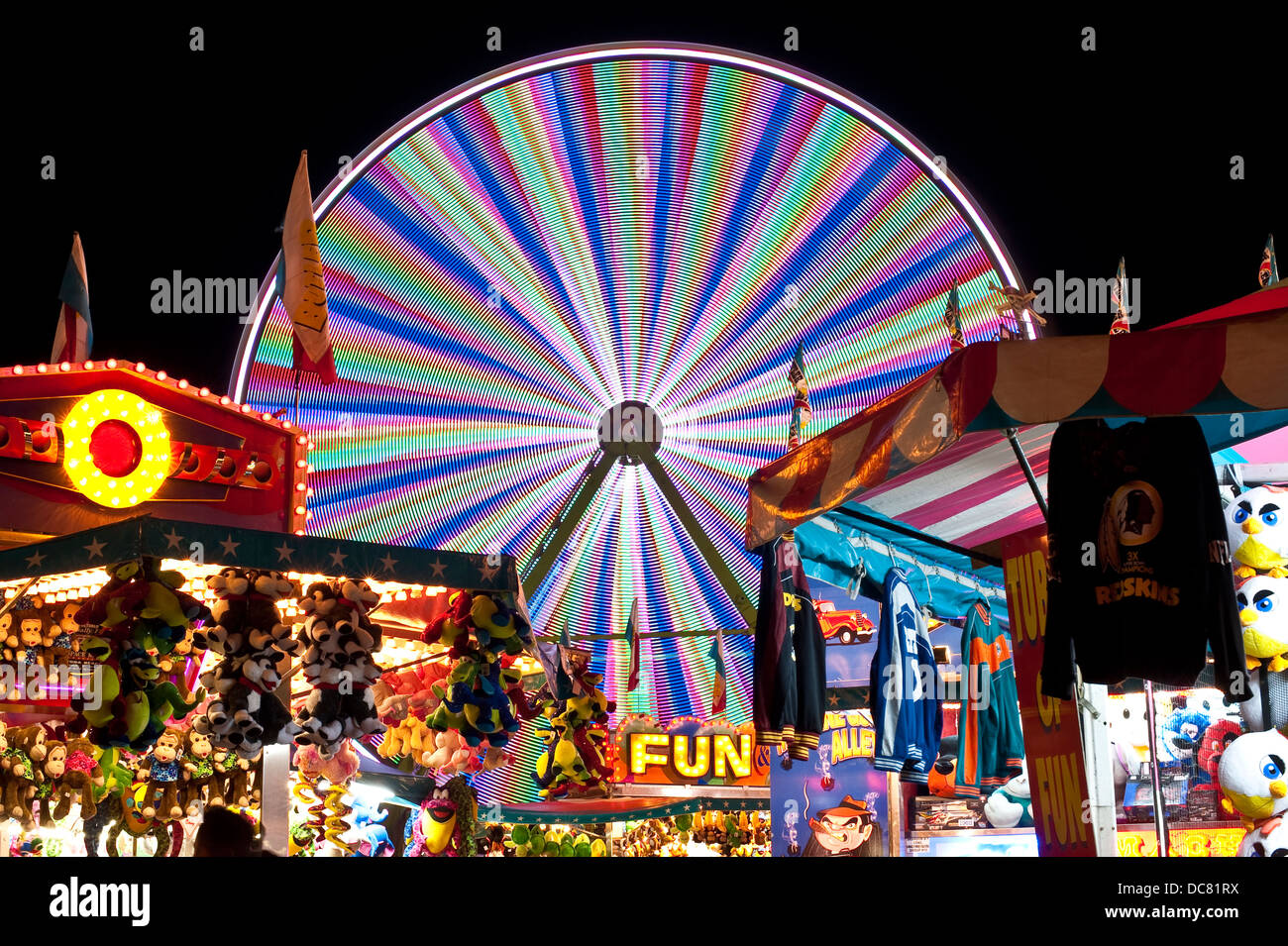 Ferris wheel and rides and booths at the Evergreen State Fair