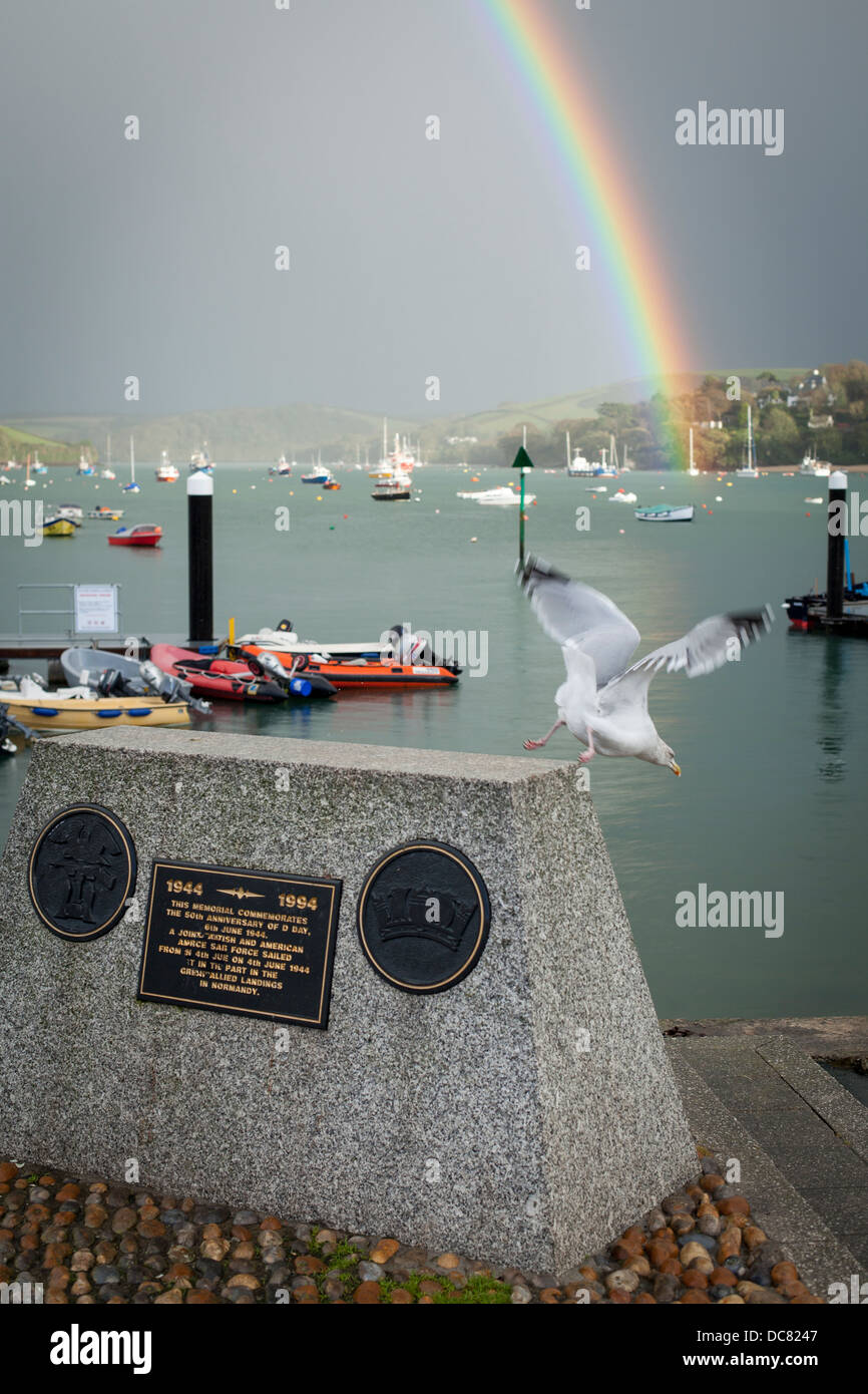 Rainbow at Salcombe, South Devon, UK Stock Photo