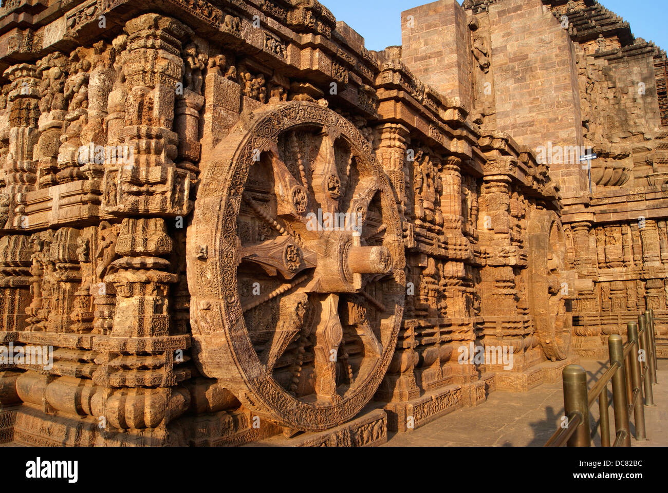Chariot Wheel stone carving of Konark Sun Temple India Stock Photo