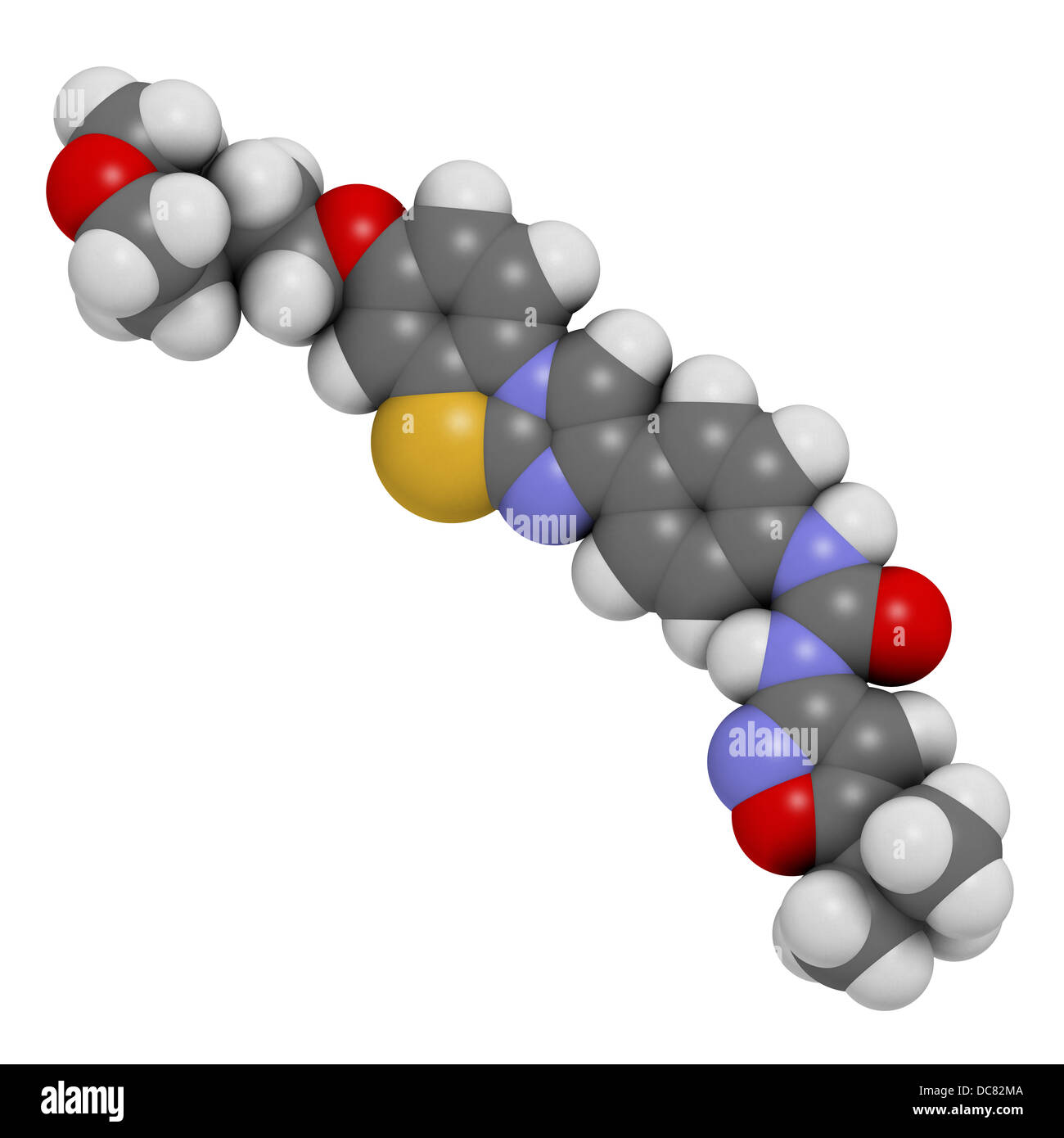 Quizartinib investigational acute myeloid leukemia (AML) drug, chemical structure Atoms are represented as spheres. Stock Photo