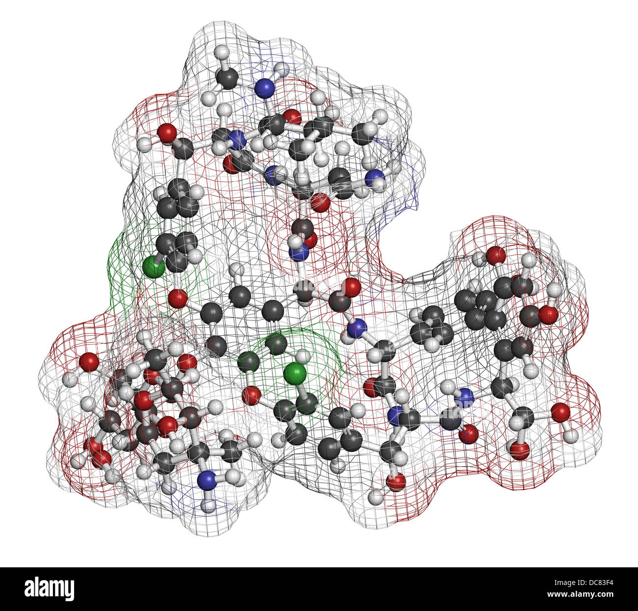 Vancomycin antibiotic drug (glycopeptide class), chemical structure ...