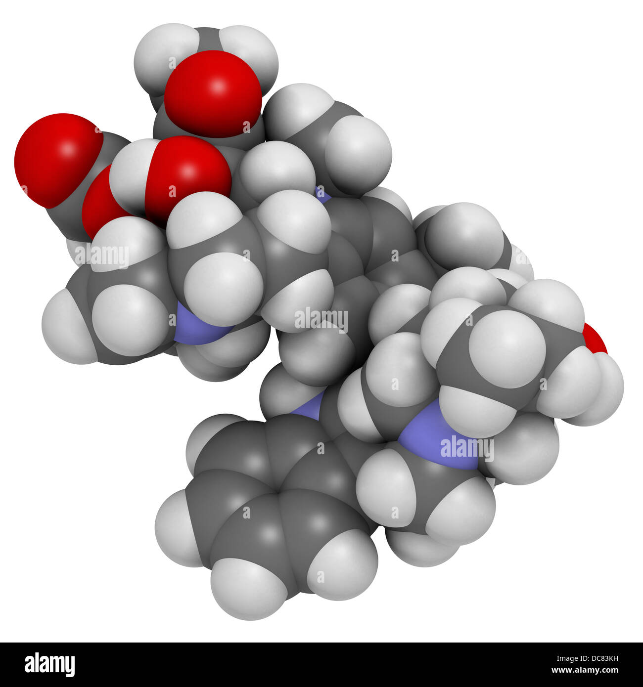 Vinblastine Cancer Chemotherapy Drug, Chemical Structure. Atoms Are 