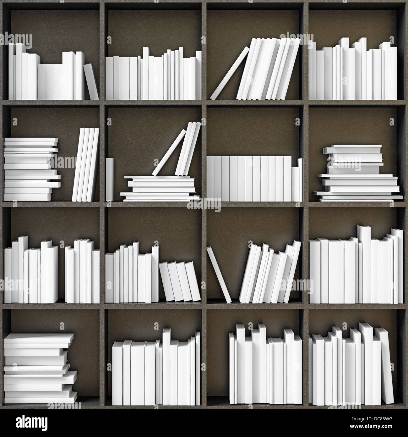 black bookshelves with white books Stock Photo Alamy