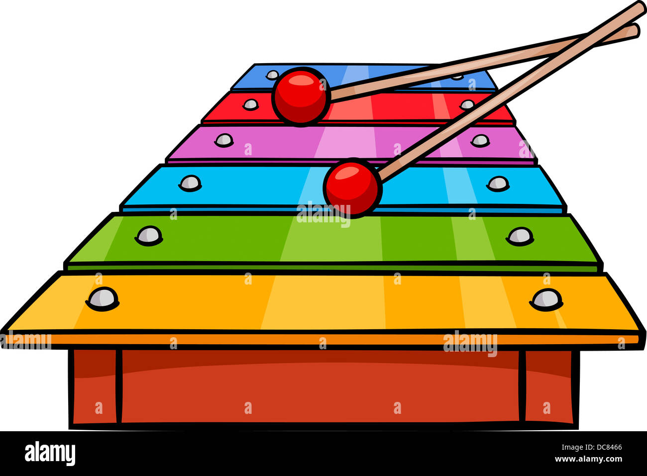 Cartoon Illustration of Xylophone with Sticks Clip Art Stock Photo Alamy
