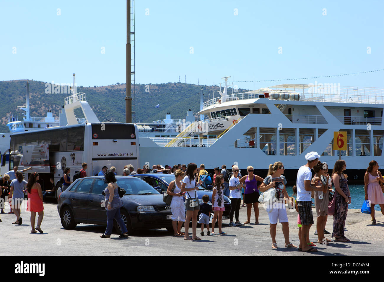 Busy ferry port at Igoumenitsa in north western Greece Stock Photo