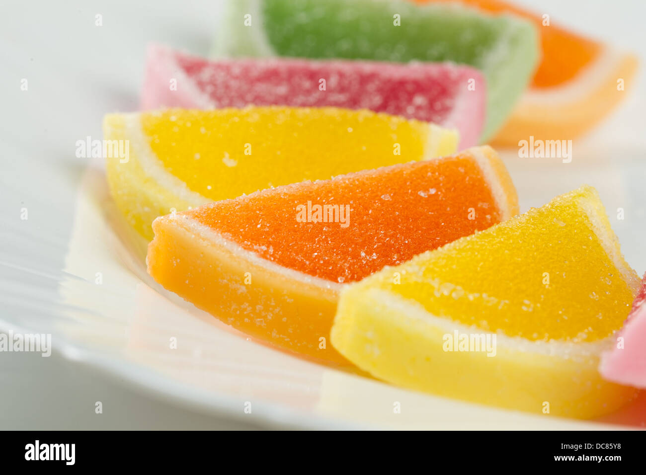 Color fruit jelly candies on a plate Stock Photo Alamy