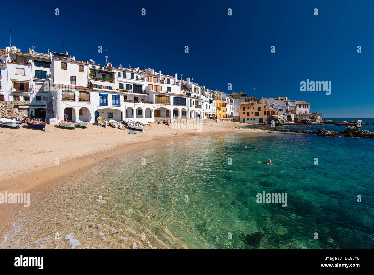 View of sea village of Calella de Palafrugell, Costa Brava, Catalonia, Spain Stock Photo