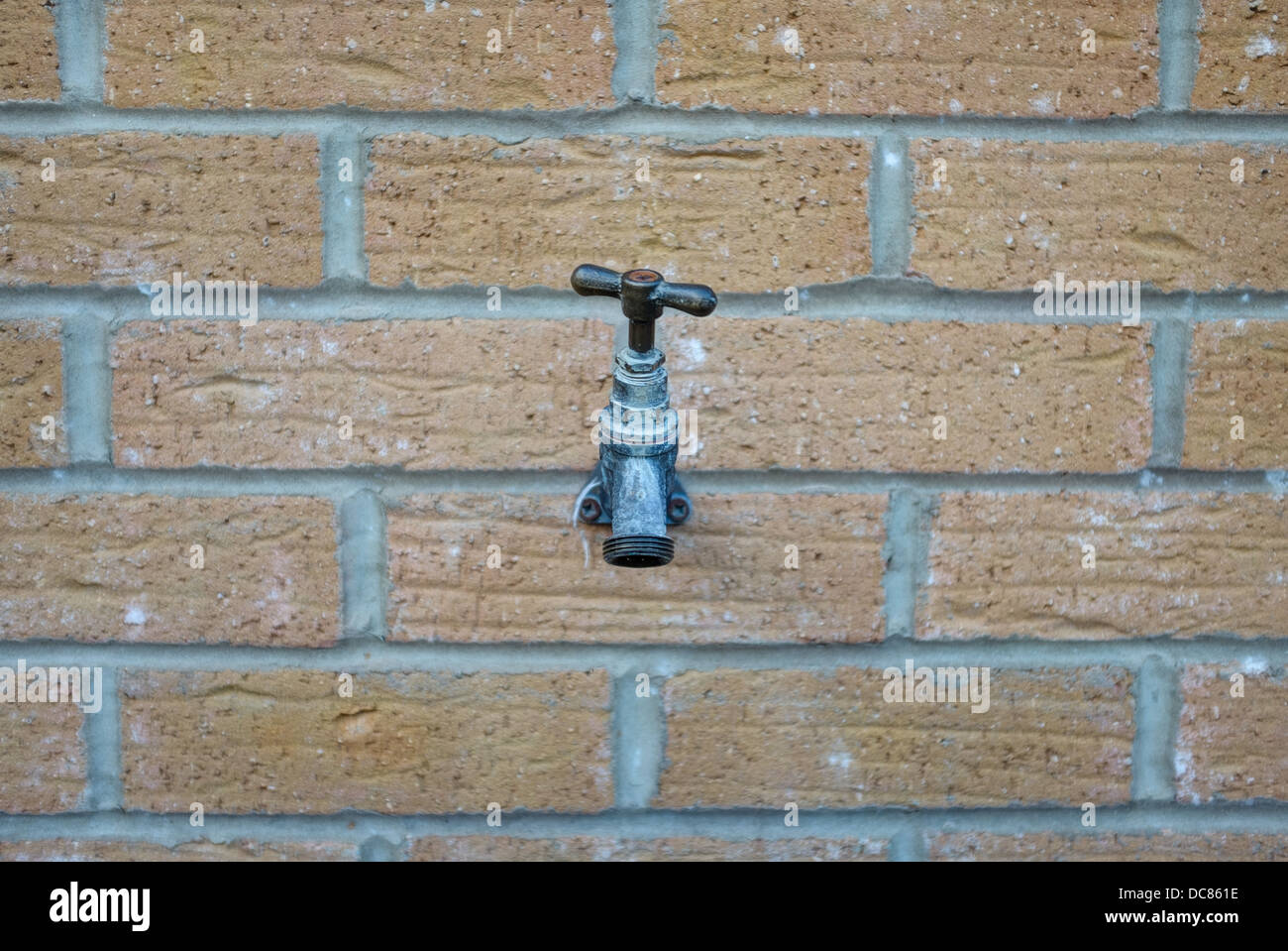 tap and wall Stock Photo