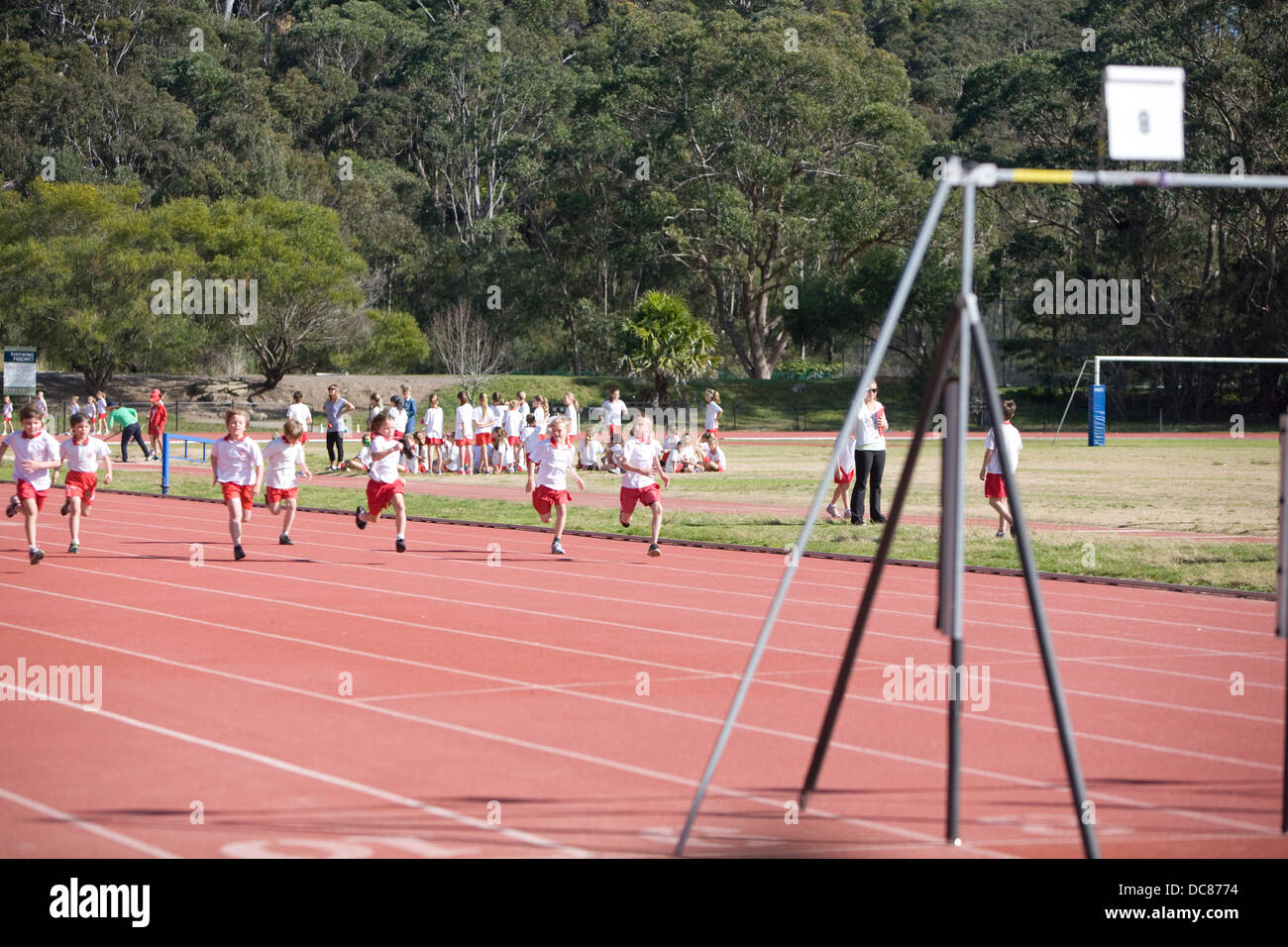 australian primary school athletics and sports day at the sydney sports academy in narrabeen,new south wales Stock Photo