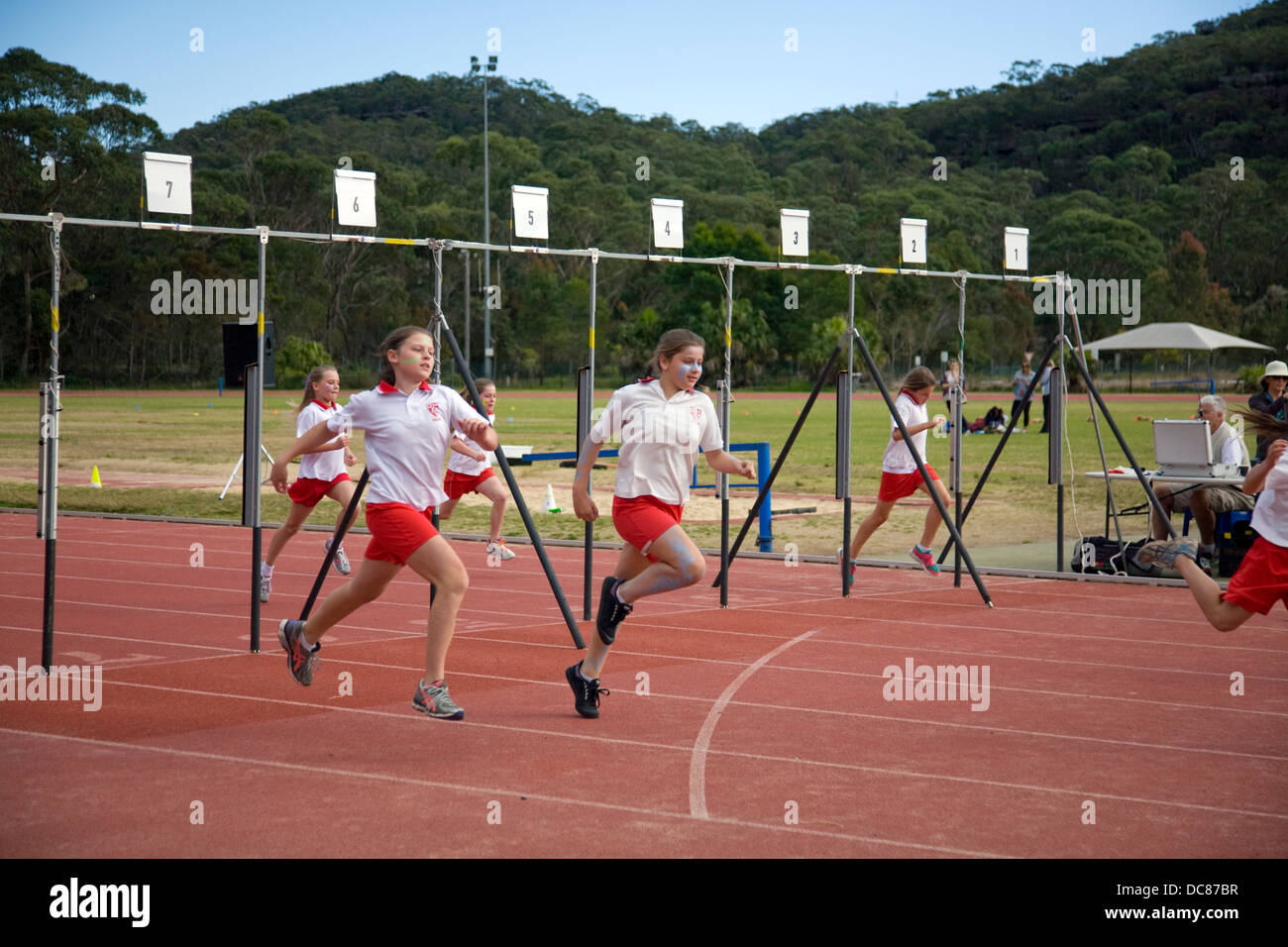 Australian primary school athletics and sports day at the sydney sports academy in narrabeen,new south Wales,Australia Stock Photo