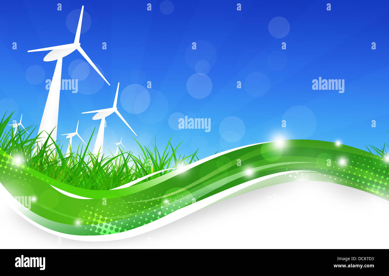 concept illustration of wind turbines in the nature Stock Photo - Alamy