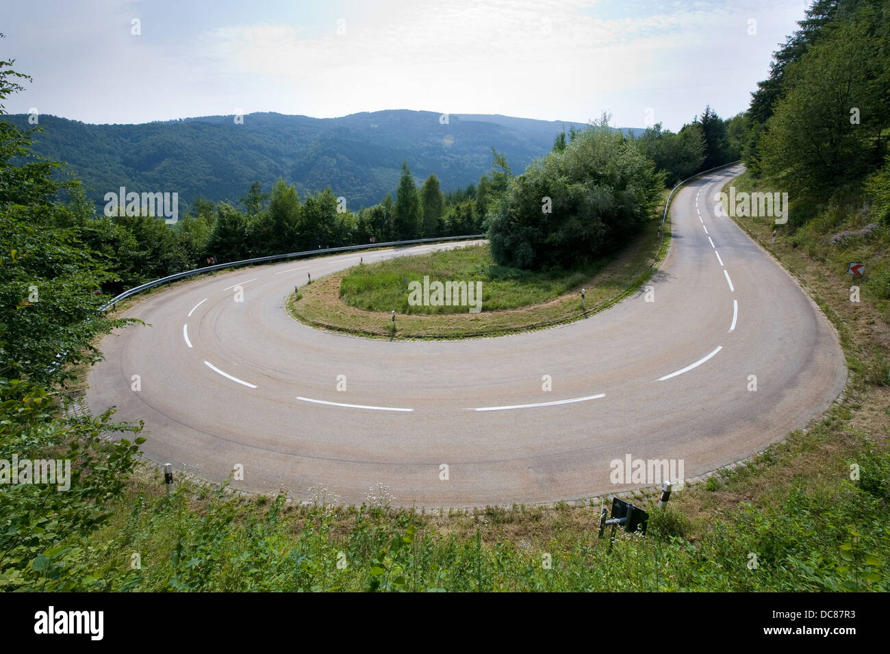 A hairpin in the alps in southern Germany Stock Photo