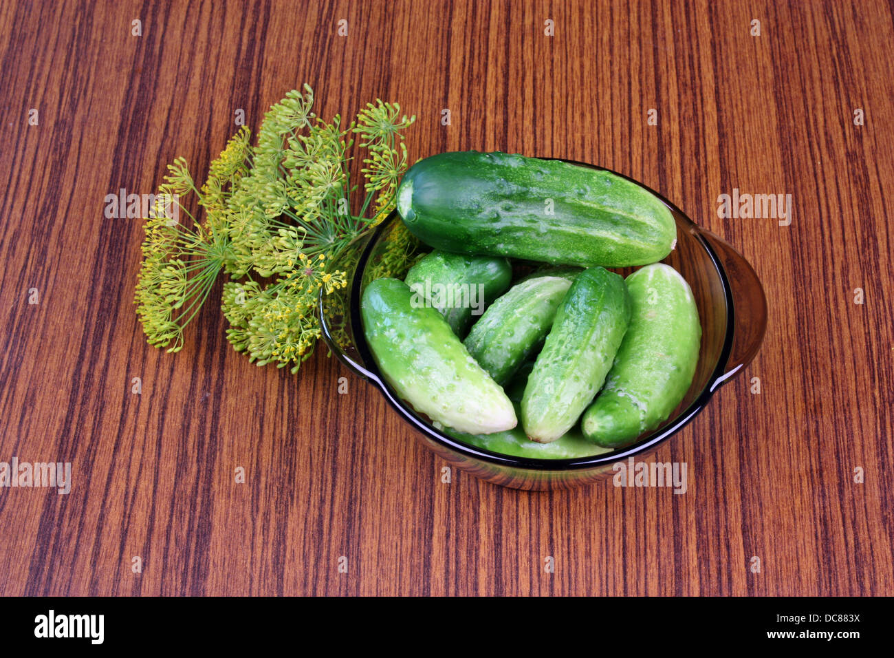 Dill and cucumbers ready for pickling and vinegar Stock Photo Alamy