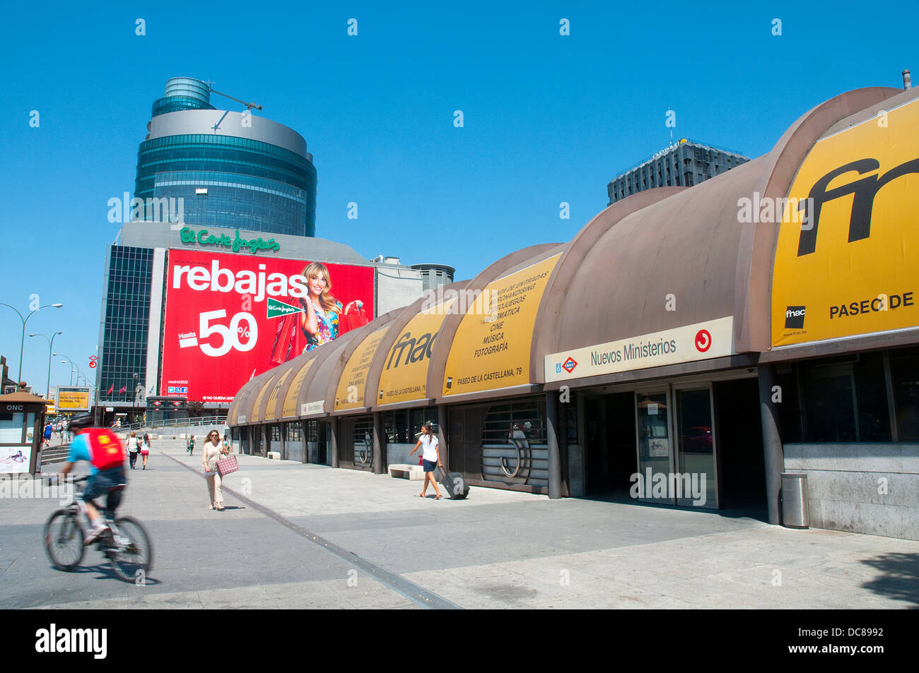 Nuevos Ministerios Metro entrance and El Corte Ingles shopping center. Madrid, Spain. Stock Photo