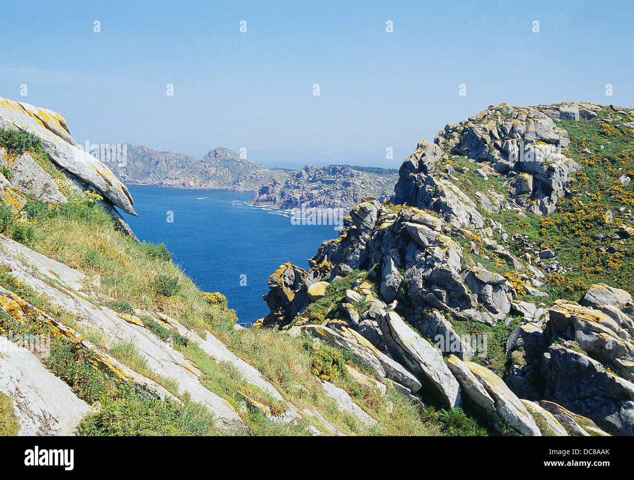 Coastal landscape. Cies Islands, Atlantic Islands National Park, Pontevedra province, Galicia, Spain. Stock Photo