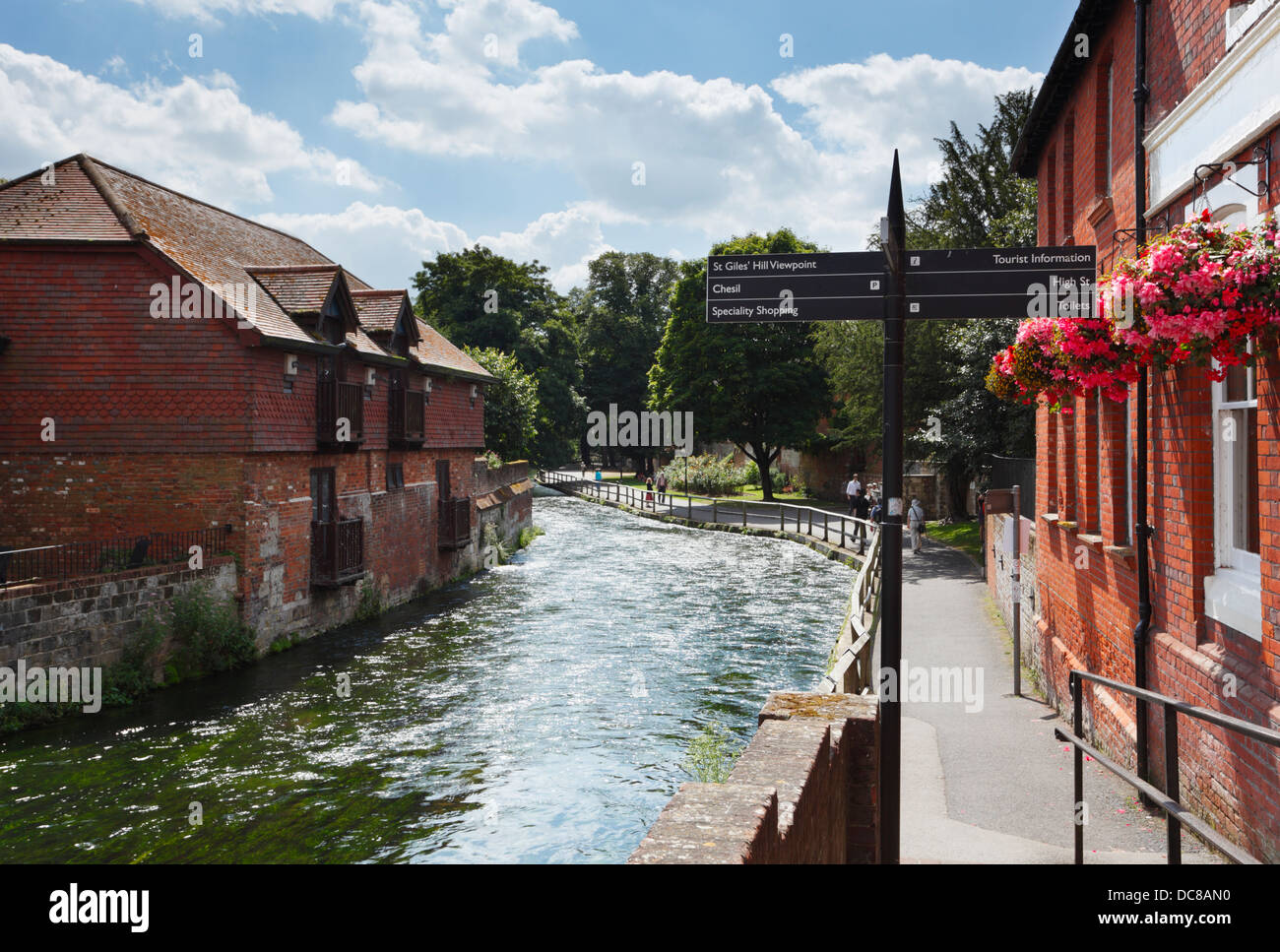 River Itchen flowing through Winchester. Hampshire. England. UK. Stock Photo