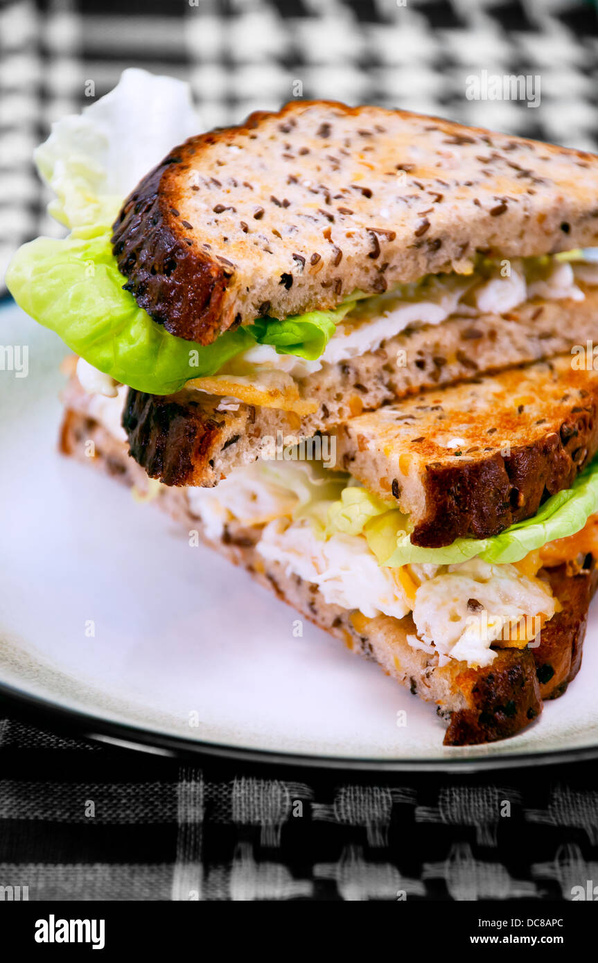Egg Sandwich on a plate Stock Photo