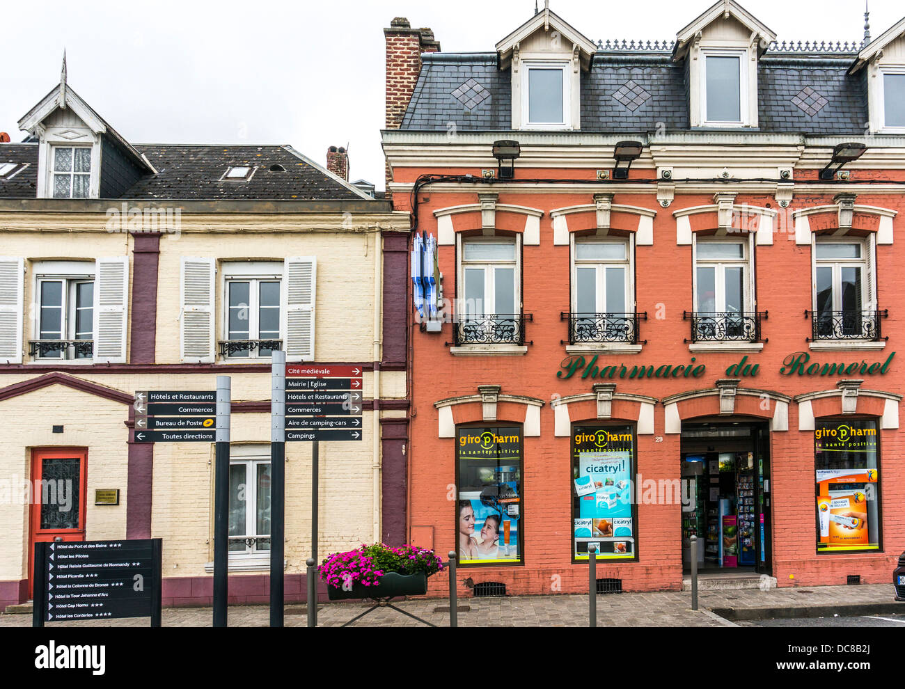 A pharmacie (chemist) and local signs in Saint-Valery-sur-Somme, a commune  in the Somme department, northern France Stock Photo - Alamy