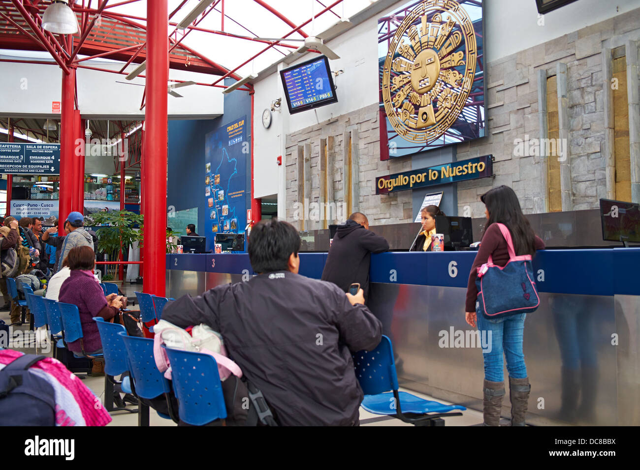 Cruz Del Sur bus station in the Miraflores district of Lima, Peru. Stock Photo