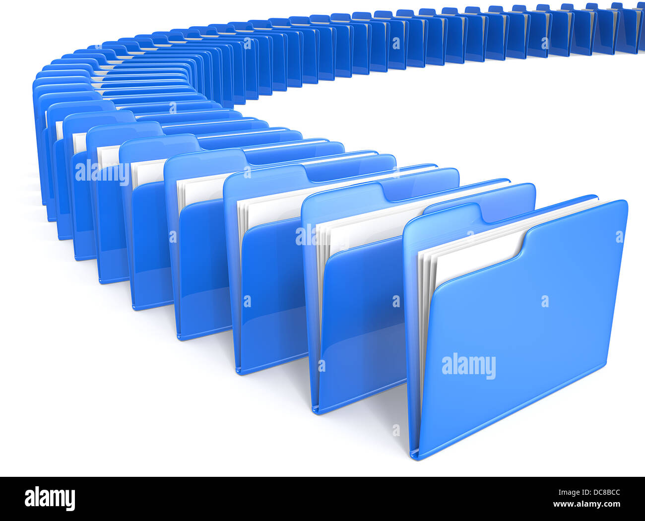 Circle shaped row of Files. Blue. Stock Photo