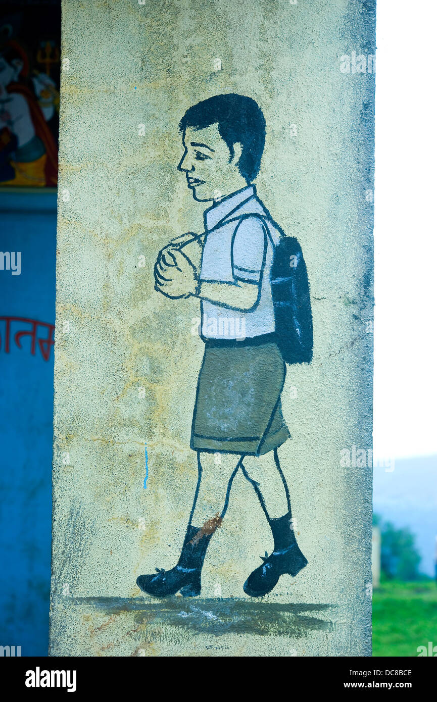 https://c8.alamy.com/comp/DC8BCE/wall-painting-of-an-indian-school-boy-carrying-his-school-bag-and-DC8BCE.jpg