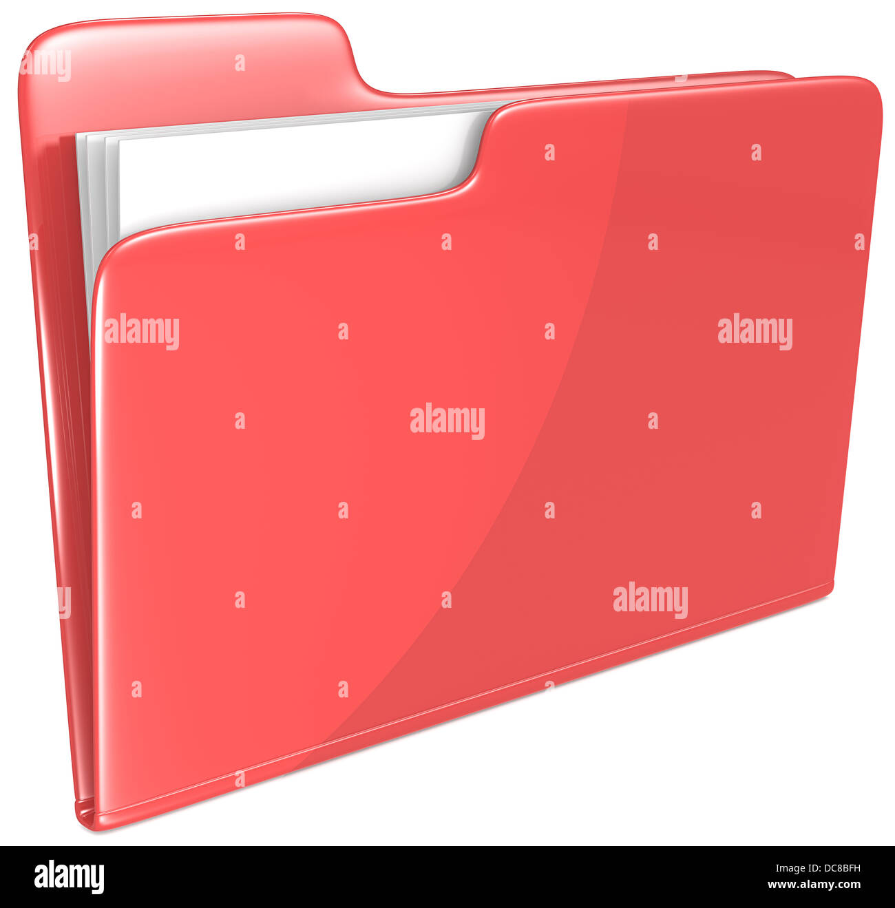 Open folder with papers. Red. Stock Photo