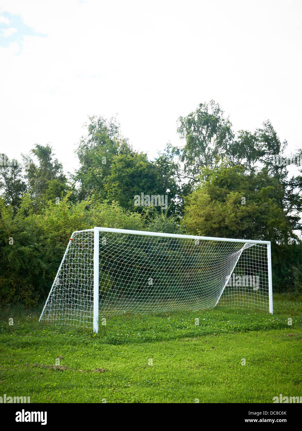 Empty goal with net UK Stock Photo Alamy