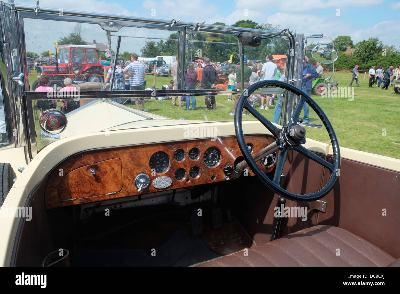 The interior of a 1933 Rolls Royce 20/25 at the Swaton Vintage Day, Thorpe Latimer, Lincolnshire, England. Stock Photo