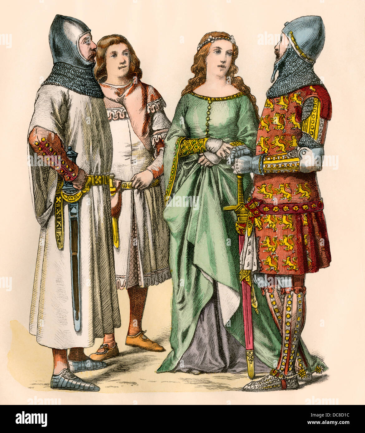 Gunther, King of Germany, a knight, attendent, and lady, 1300s Stock ...
