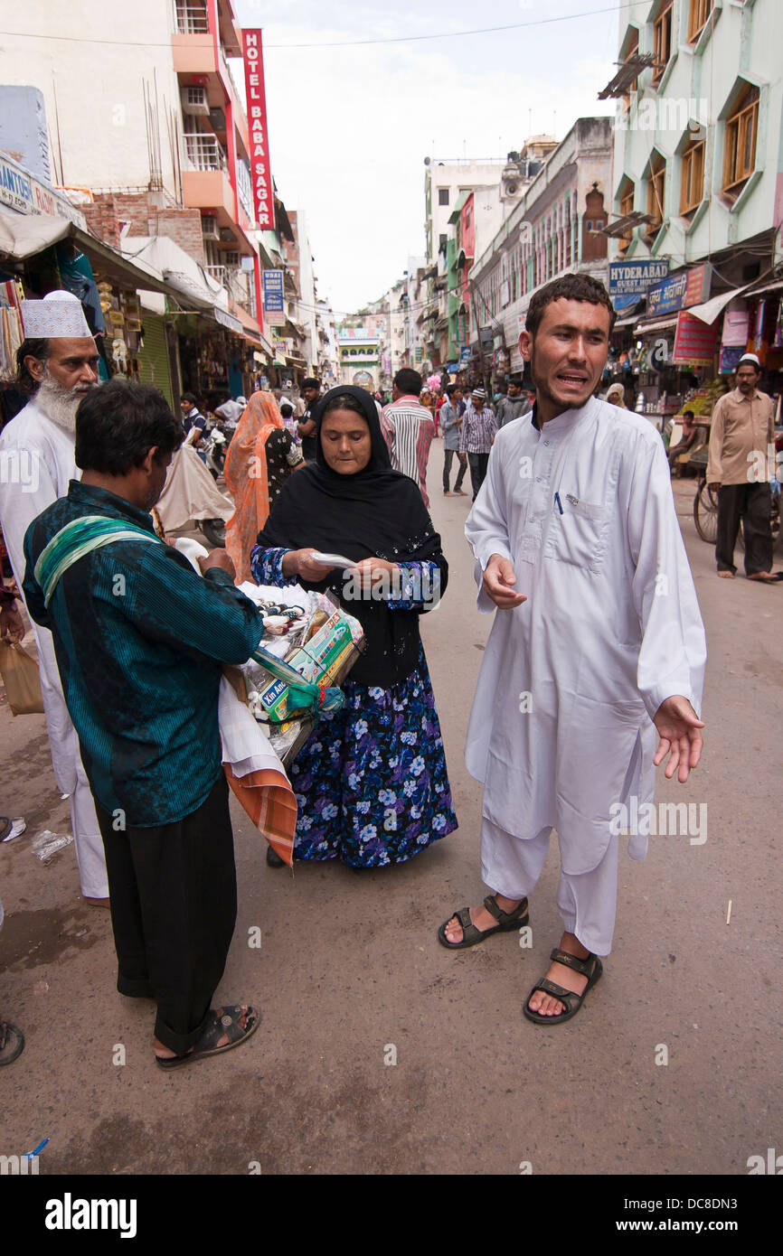 Afghans shopping in Ajmer, Rajashan in India Stock Photo