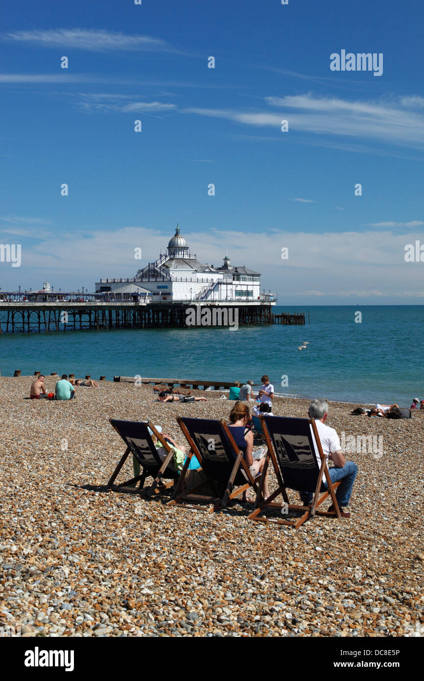 Eastbourne beach and pier, East Sussex, England, UK Stock Photo