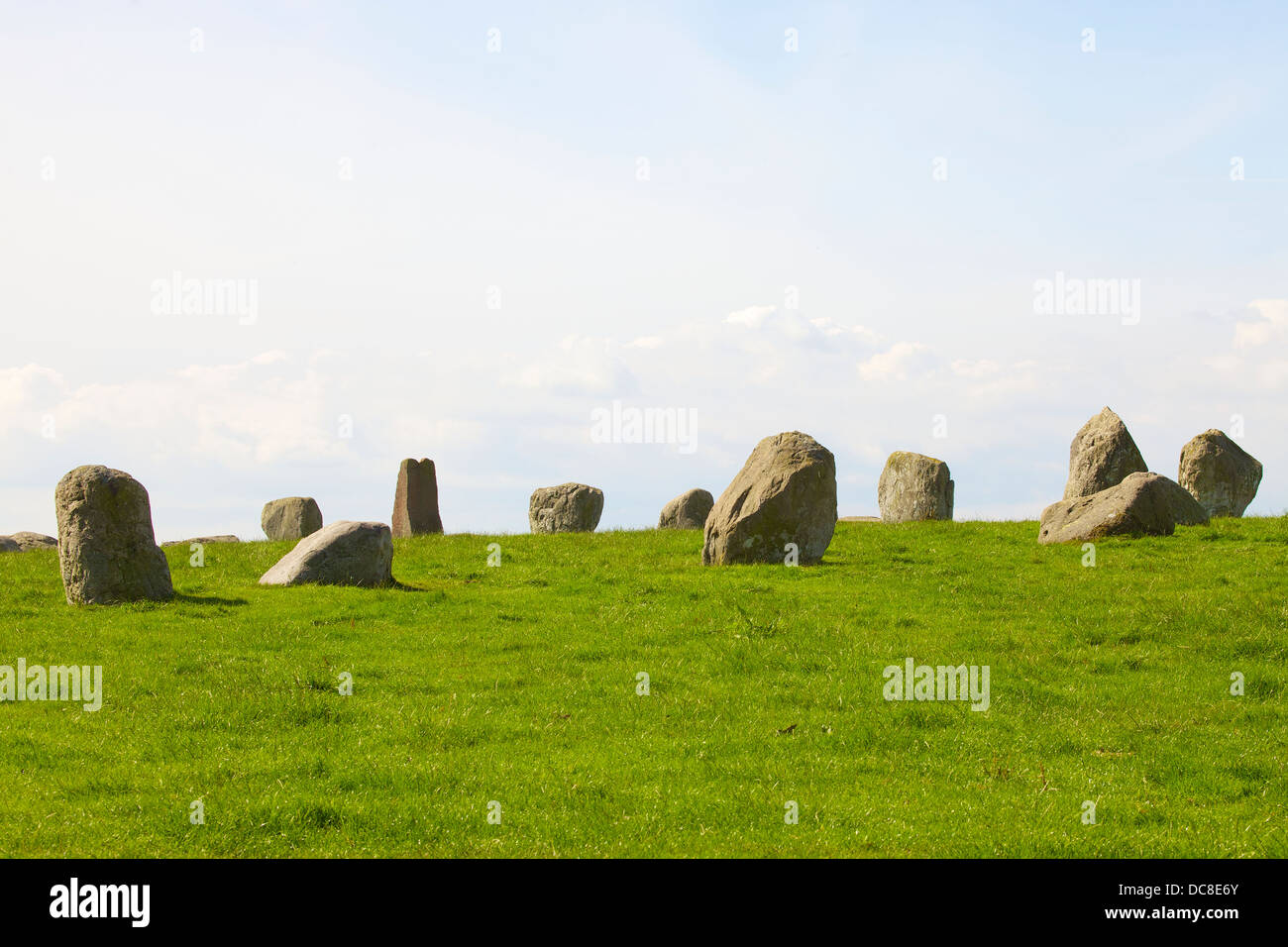 Long Meg and Her Daughters Prehistoric Neolithic megalithic standing stone circle near Penrith Cumbria England UK Stock Photo
